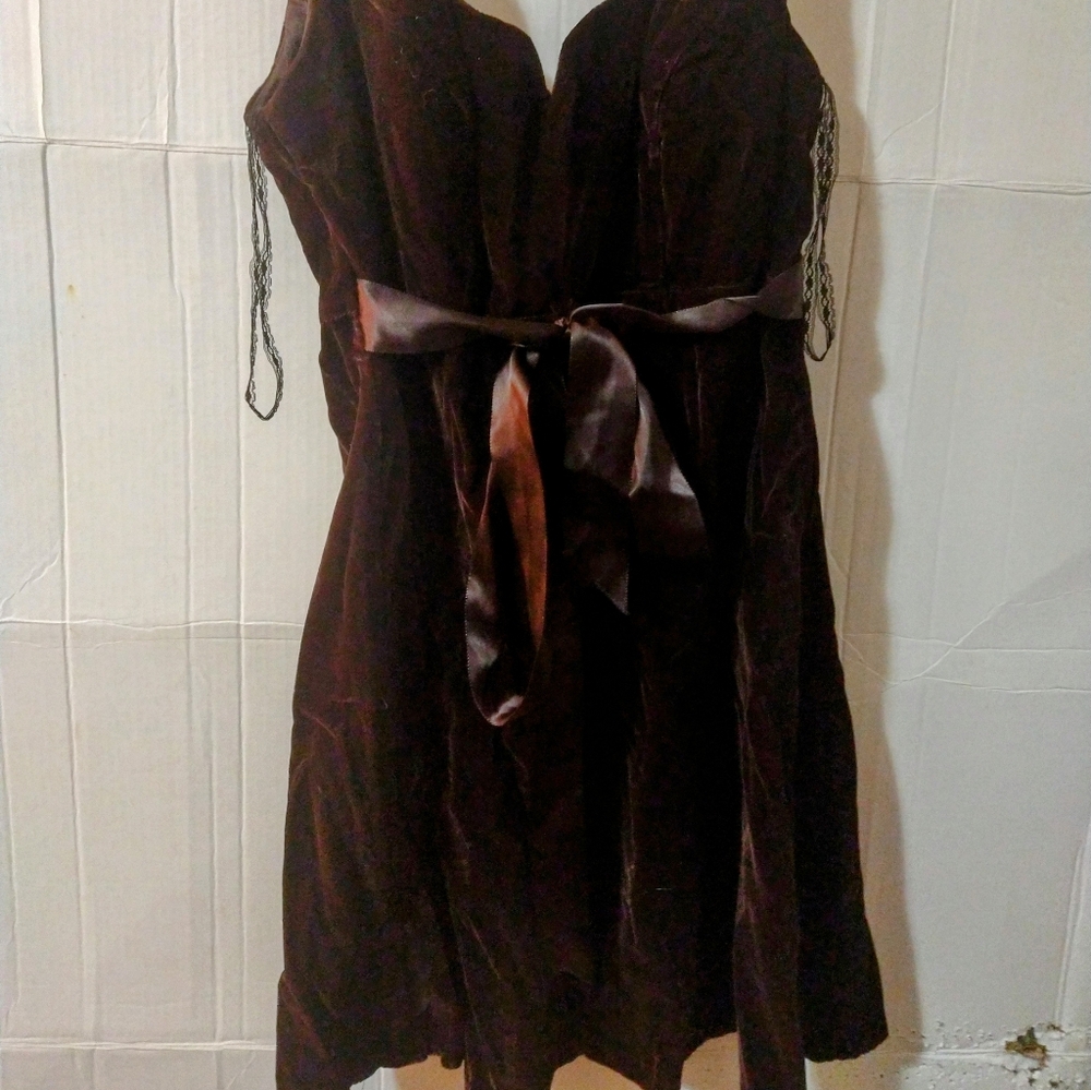 So Cute! Velvet jumper satin sash retro mini dress
